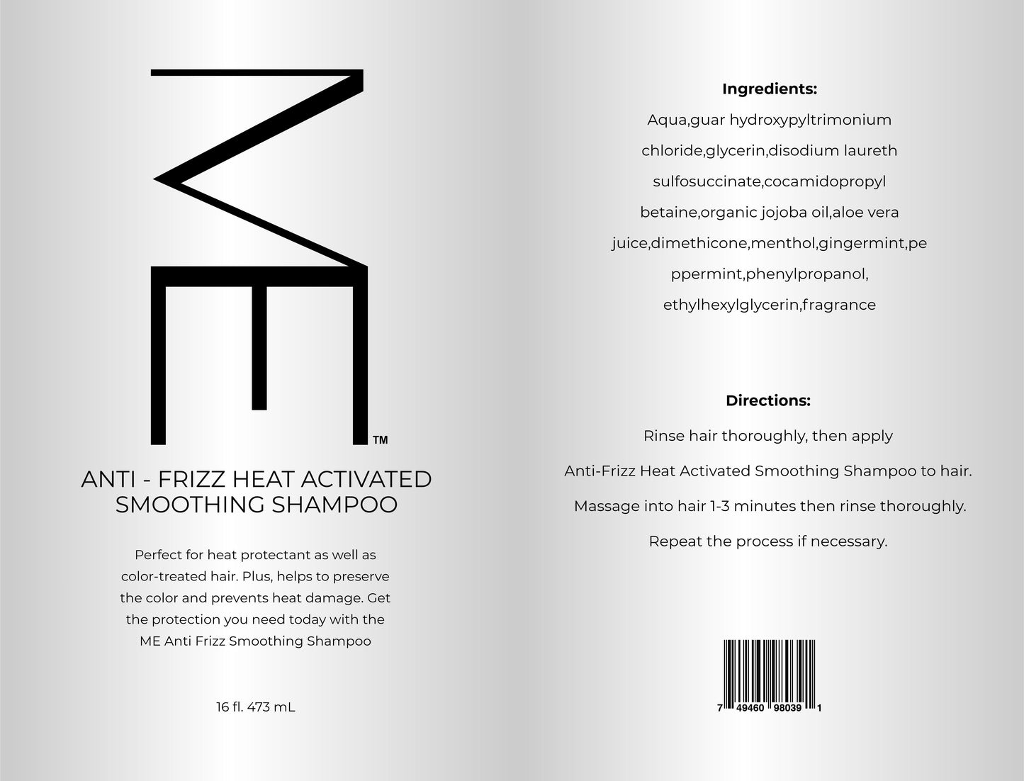 ME Hair Care Anti Frizz Heat Activated Smoothing Shampoo